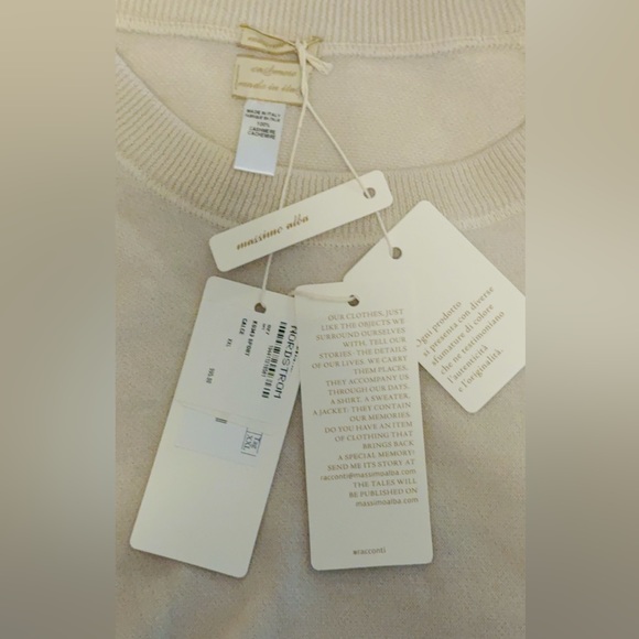 Massimo Alba NWT Luxury Men’s 100% Cashmere sweater XXL.taupe/crème color. $995 - Picture 7 of 15